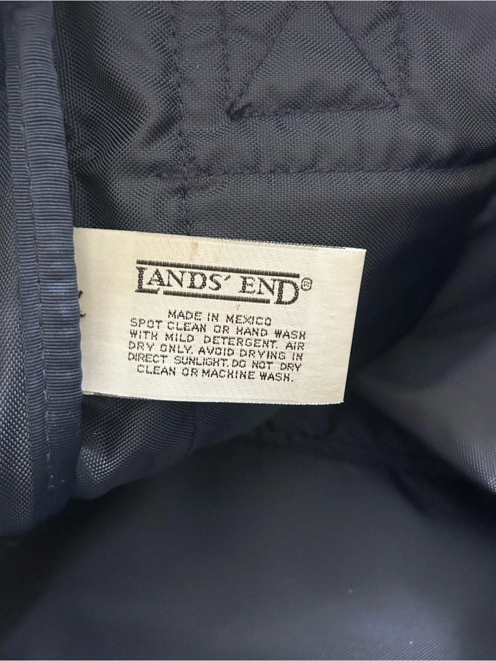 Lands’ End direct merchants navy travel bag with removable shoulder strap